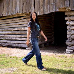 Trouser Mid Rise Stretch Entwined Wide Leg Jean