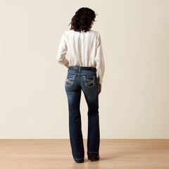Trouser Mid Rise Stretch Entwined Wide Leg Jean