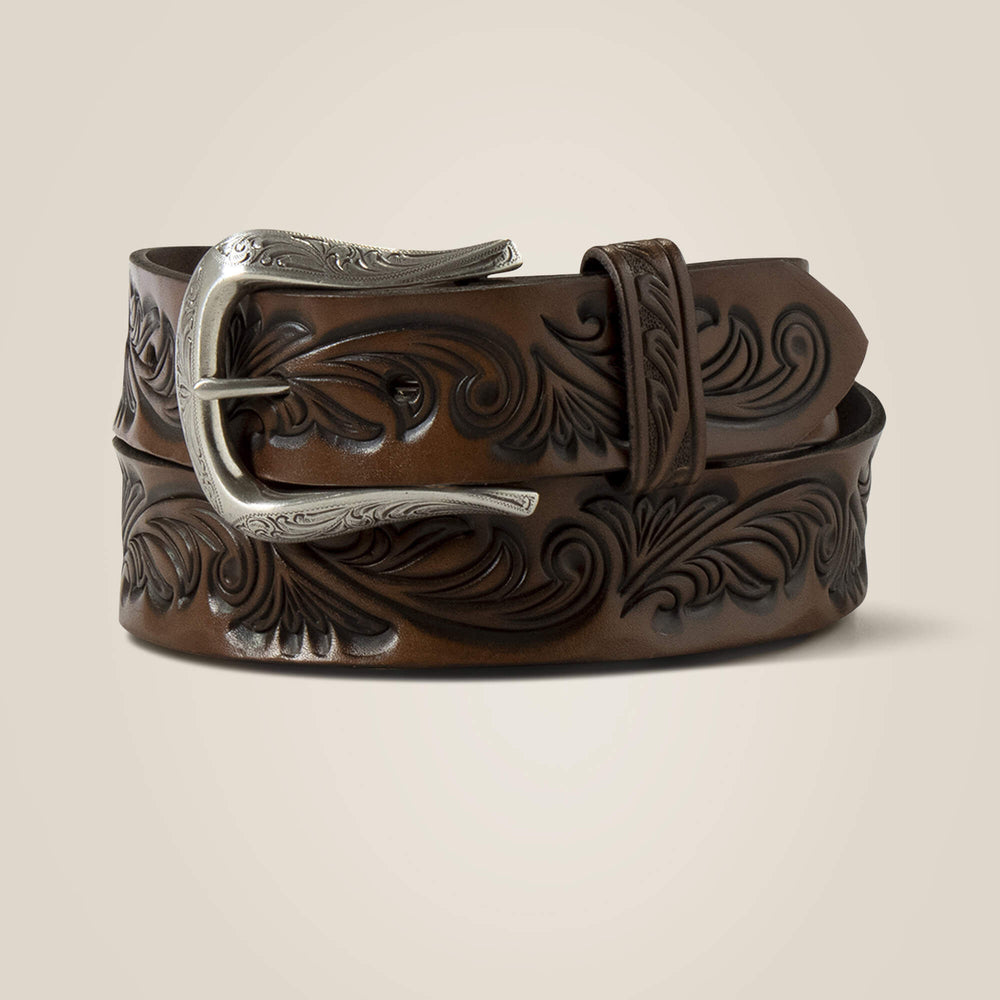 Filigree embossed belt