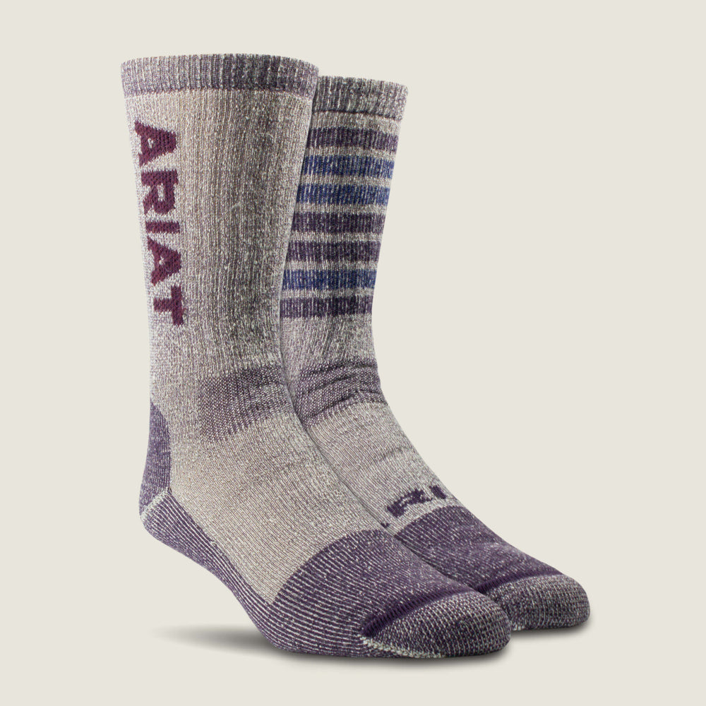 Midweight Merino Wool Blend Steel Toe Work Sock 2 Pair Multi Color Pack