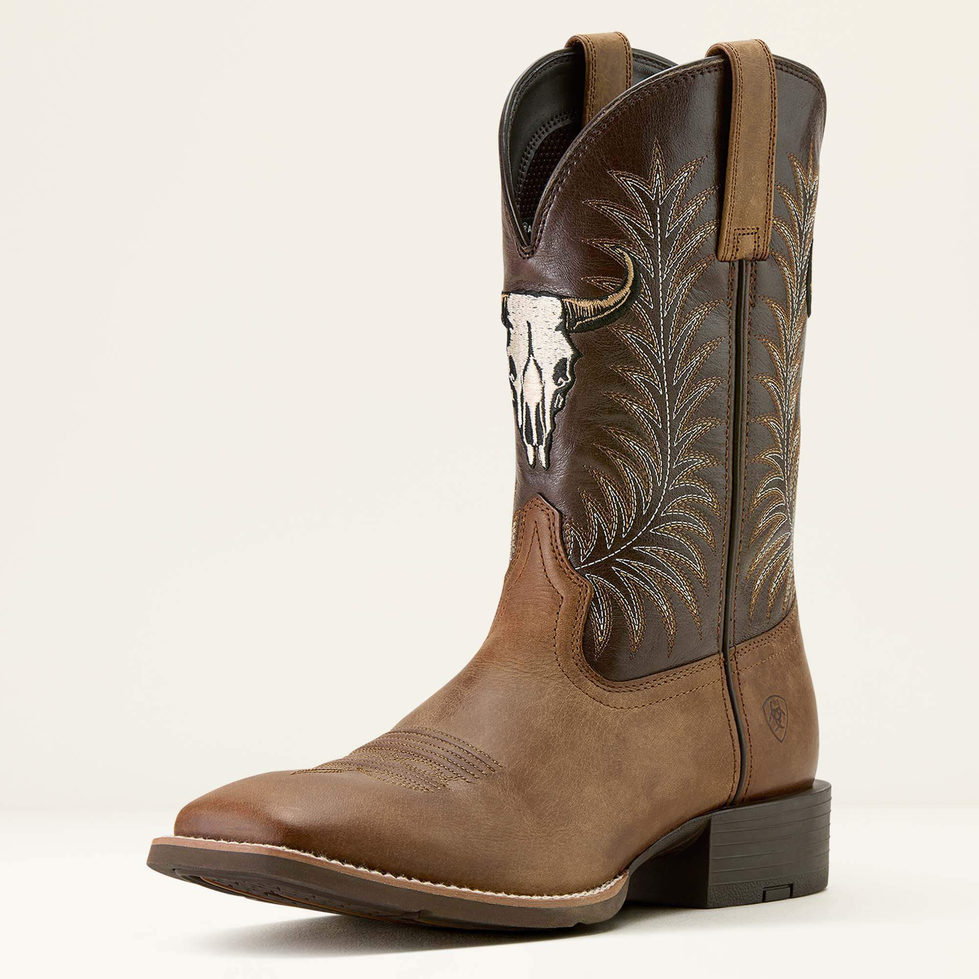 Sport Steer Skull Wide Square Toe Cowboy Boot