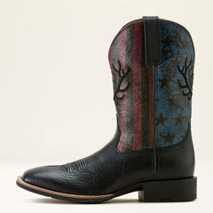 Sport Liberty Antler Wide Square Toe Cowboy Boot