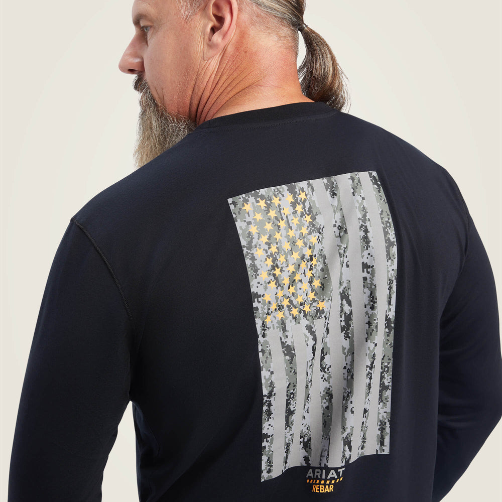 Rebar Workman Reflective Flag Graphic T-Shirt