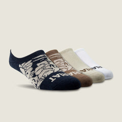 Hilo No Slip No Show Sock 4 Pair Multi Color Pack