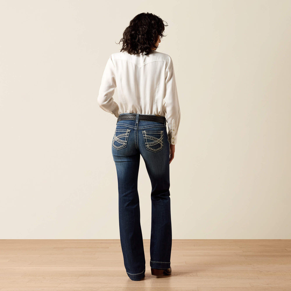 Trouser Mid Rise Stretch Entwined Wide Leg Jean