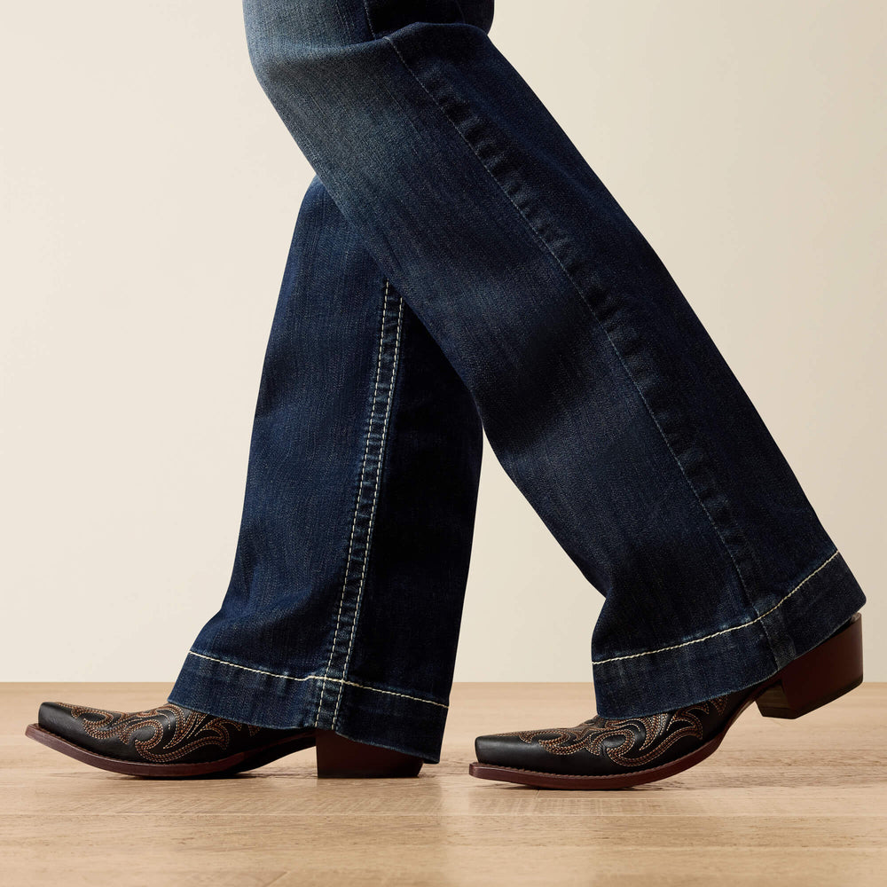 Trouser Mid Rise Stretch Entwined Wide Leg Jean