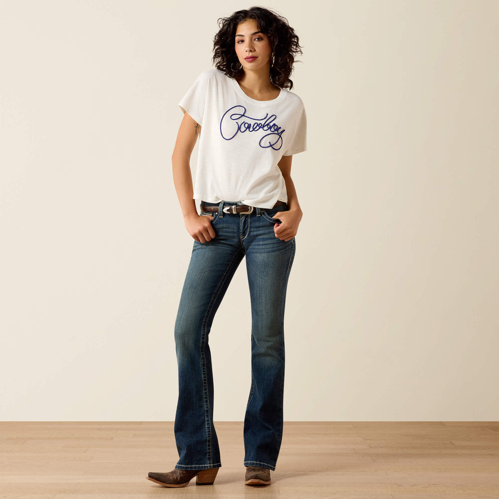 R.E.A.L. Mid Rise Stretch Whipstitch Boot Cut Jean