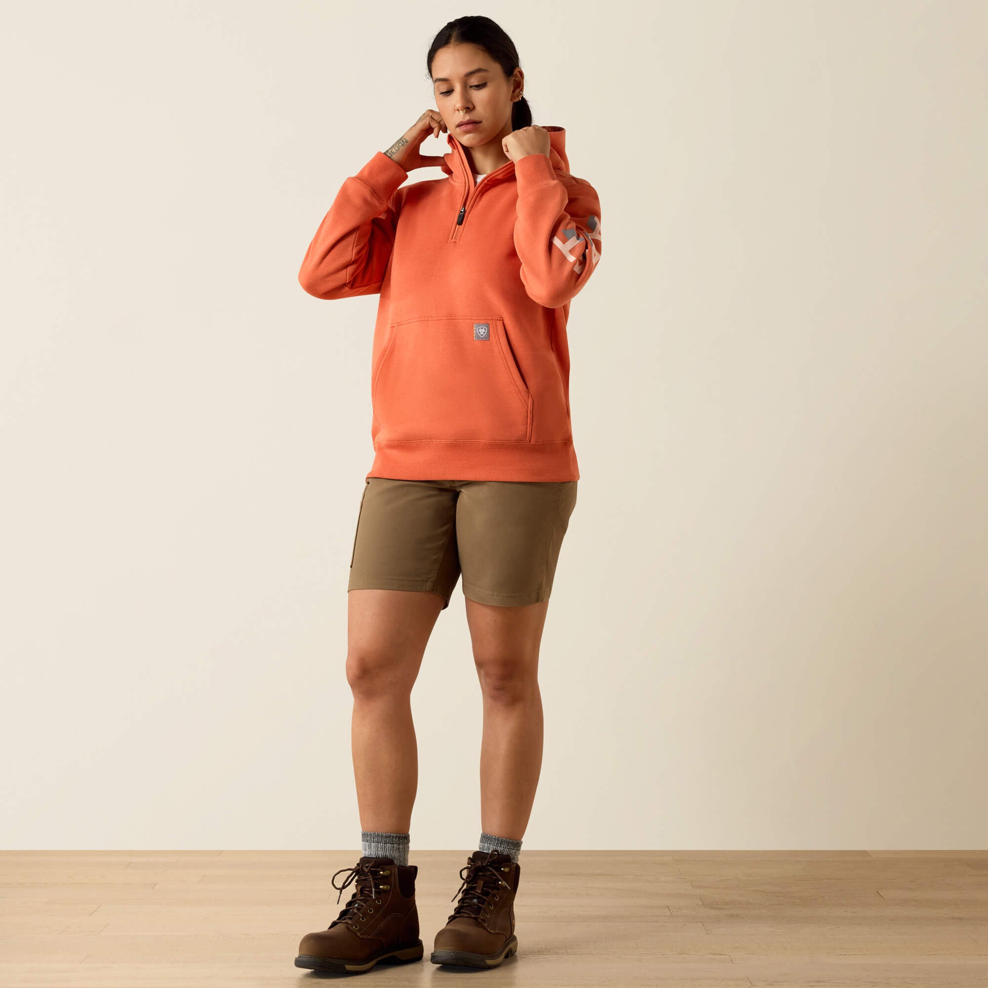 Rebar Lightweight Logo 1/2 Zip Hoodie