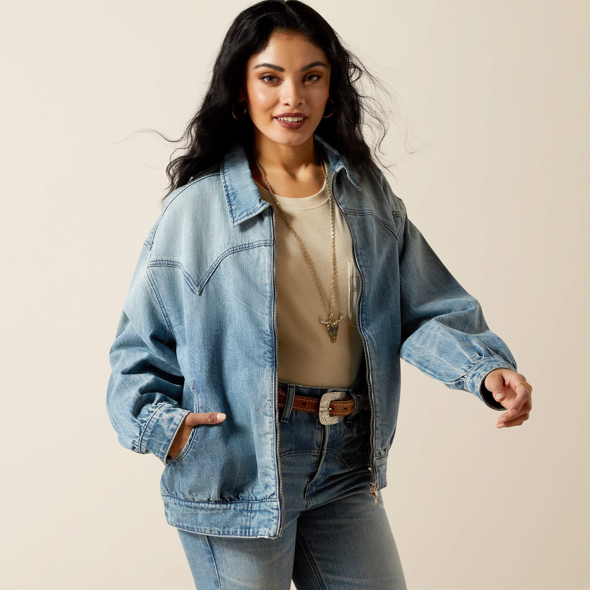 Cheyenne Denim Bomber Jacket