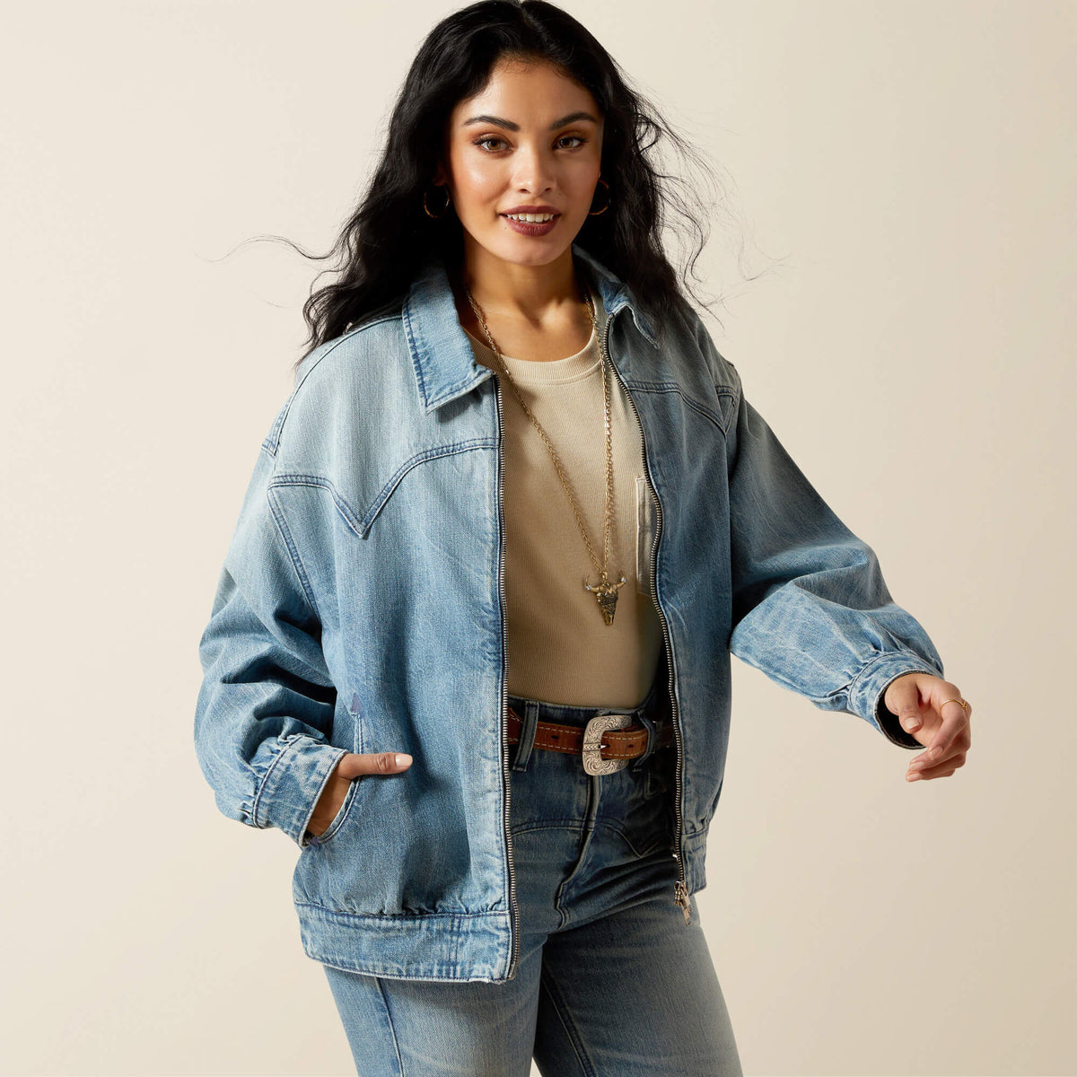 Cheyenne Denim Bomber Jacket
